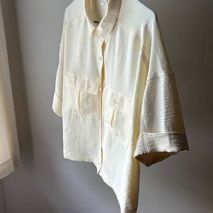 Cream button up blouse XL